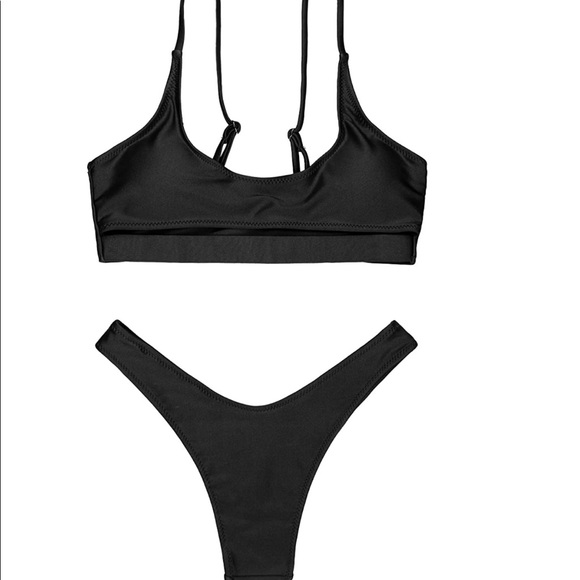Scoop Neck Cutout Bikini / Black - Picture 4 of 6